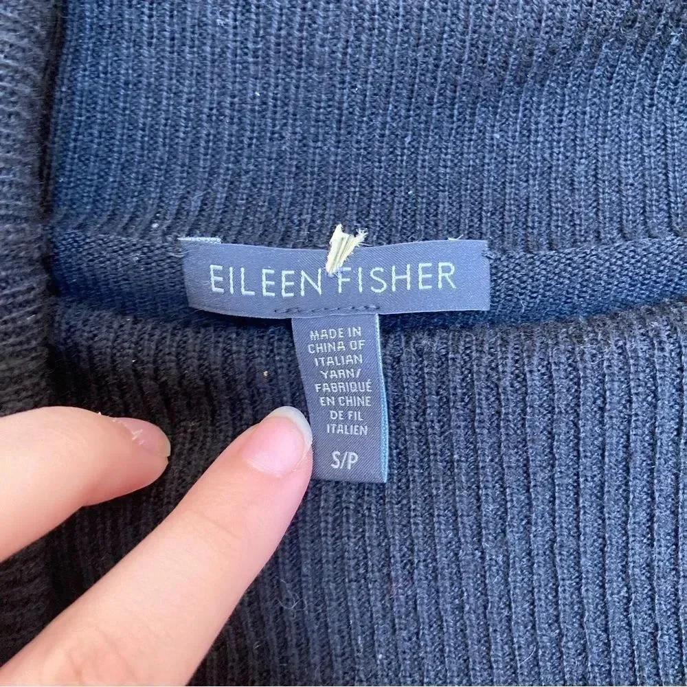 EILEEN FISHER 100% Merino Wool Sweater Black Size Small - Picture 3 of 6